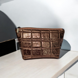 Quilted Metallic Zippy Pouch - Grid Quilted