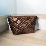 Quilted Metallic Zippy Pouch - Diamond Quilted